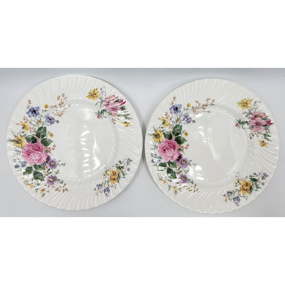 Royal Doulton England Arcadia H4802 Dinner Plates Brown Backstamp Set of 2 - Picture 4 of 9